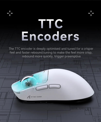 Mouse ATTACK SHARK X3 trimodo 1K Hz, mouse inalámbrico Bluetooth X3Pro 4K Hz ligero, PAW3395, velocidad móvil 650IPS