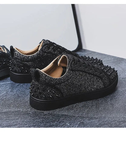 2025 New Men's Casual Shoes Comfortable Soft Punk Style Board Shoes Fashion Nail Anti Slip Wear Resistant Personalized Sneakers