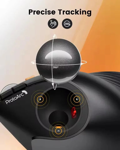 ProtoArc EM05NL Wireless Trackball Mouse Rechargeable Bluetooth Ergonomic Vertical Rollerball Mouse for Computer iPad Mac Windows