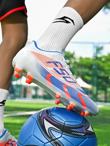 Unisex AG FG Soccer Shoes PU Woven Fabric Upper TPU Shockproof Sole Wear-Resistant Anti-Slip Teenager Competition Sneakers
