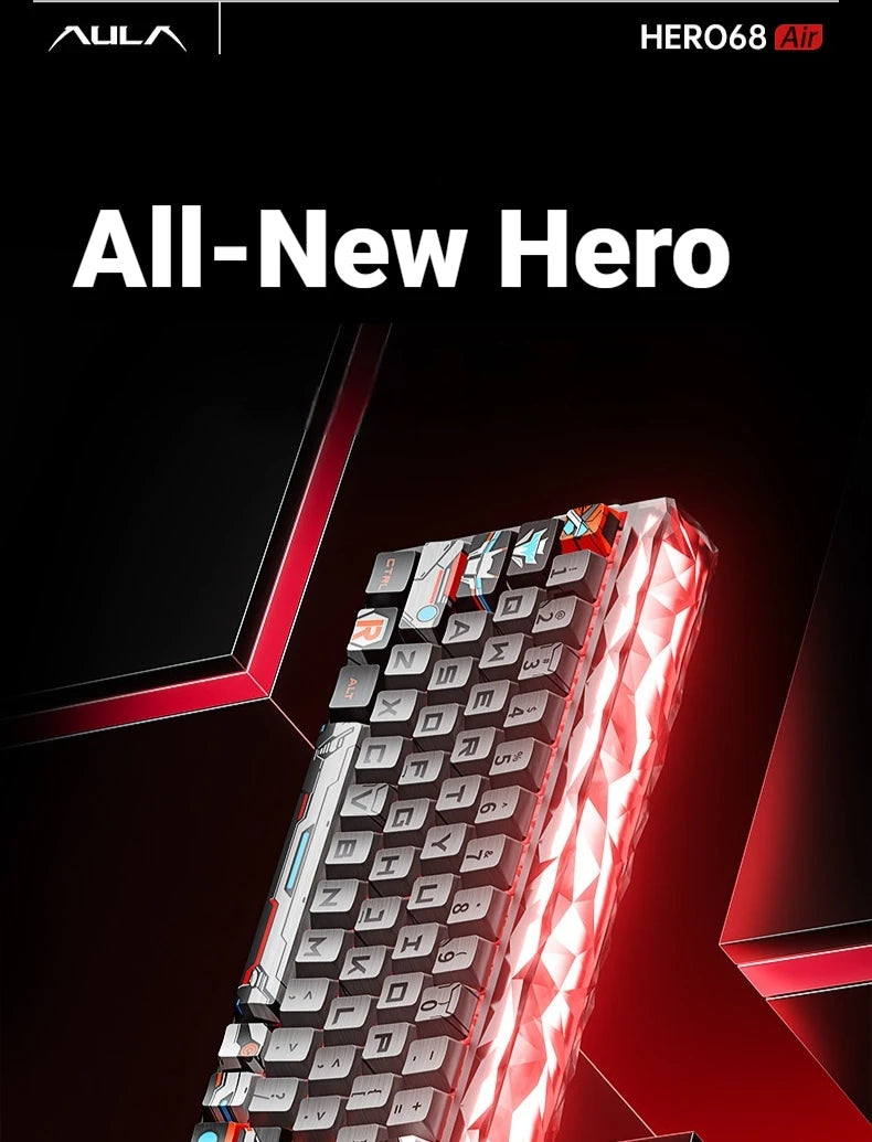 New AULA HERO68 Air 3-mode Magnetic Switch Gaming Mechanical Keyboard E-sport Custom Wired Keyboard Ergonomic Accessories