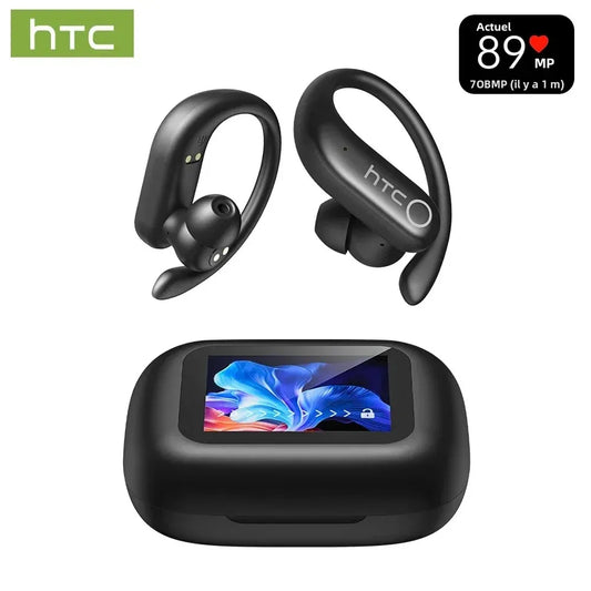 HTC NE61 Bluetooth Earphones – Premium Wireless Noise Reduction Sports Earbuds with AI Translator, Heart Rate Monitor &amp; HD Bass