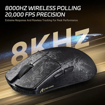 Ratón gaming inalámbrico ATTACK SHARK R11 ULTRA de fibra de carbono 49g 8000Hz, 42000 DPI, 20000 FPS, PAW3950MAX, chip Nordic 52840