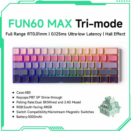 Teclado mecánico Akko MonsGeek FUN60 con interruptores magnéticos 60% para gaming, Rapid Trigger 0.01mm, 8K, ARGB, HE/TMR, teclado personalizado