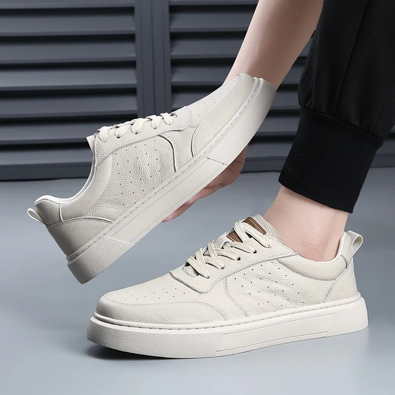 DIMANYU Men's Sneakers Genuine Leather 2026 New Summer Casual Shoes Men Platform Lace-Up Simple Fashion Breathable Shoes Men