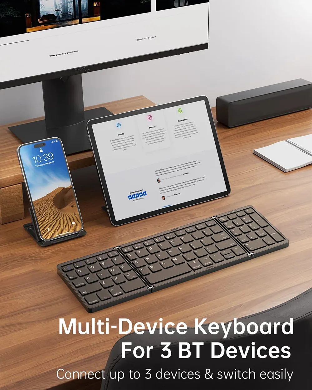 Foldable Wireless Bluetooth Keyboard Rechargeable Folding Keyboard For IPAD Mobile Tablet Notebook Office Mini Wireless keyboard