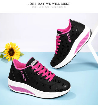 Scarpe casual da donna outdoor con suola spessa, platform alla moda, taglia grande 42, fondo piatto, scarpe sportive per camminata e corsa