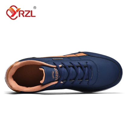 YRZL Herren-Schuhe Frühling Herbst Wasserdichte Walking-Sneaker Freizeit-Herren-Ledersportschuhe Rutschfeste Tennis-Schuhe für Herren