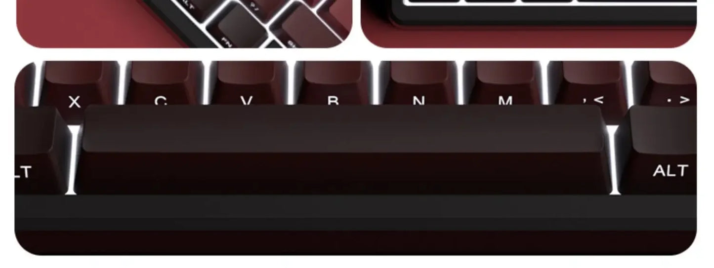 Nuovi keycap per tastiera meccanica da gaming 60/64/84/98/108 con switch MX, 135 tasti, profilo OEM, PBT, incisione laterale, sfumatura rosso e nero