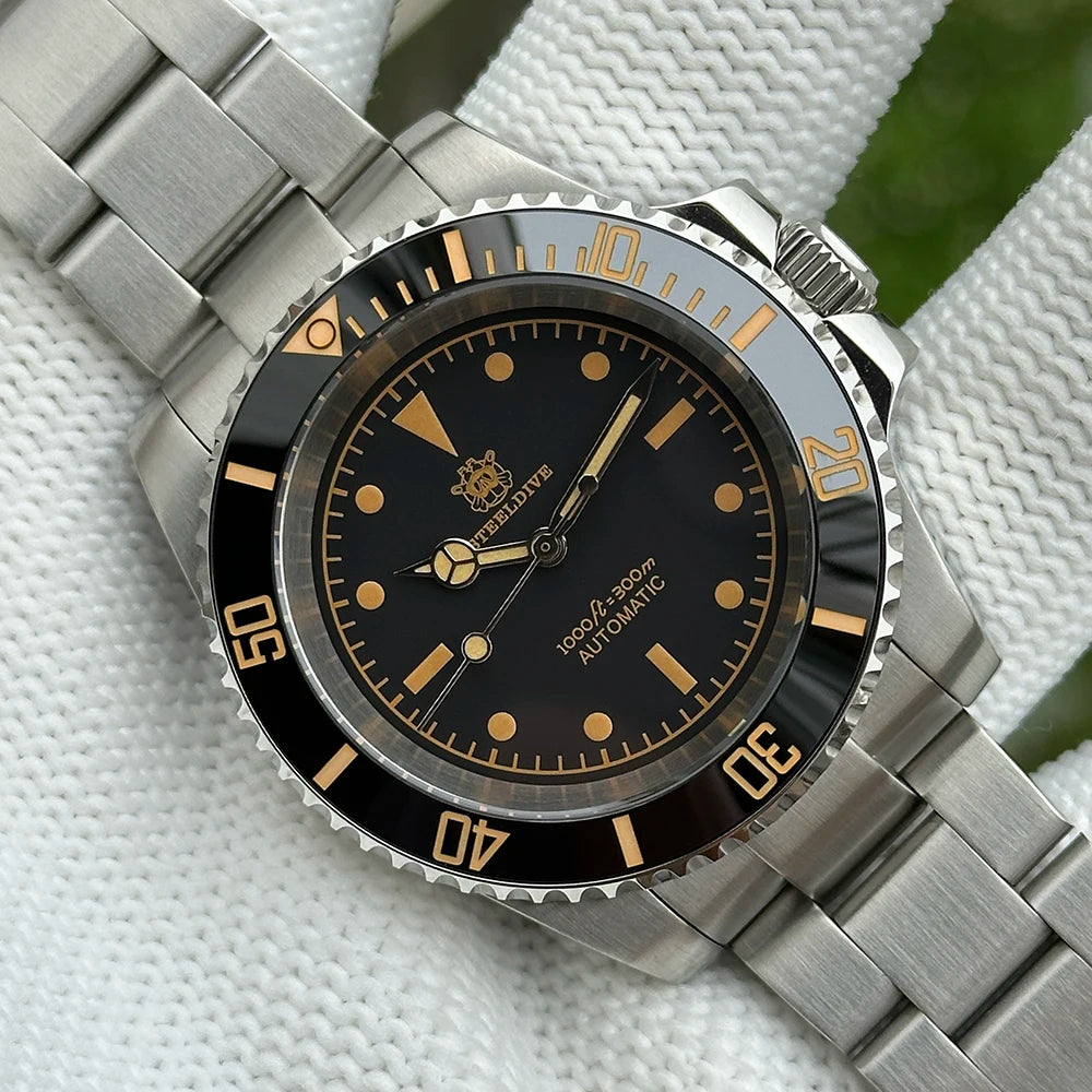 STEELDIVE SD1954V Ceramic Bezel 41MM Stainless Steel Case 300M Waterproof Vintage Luminous NH35 Automatic Mens Dive Watch