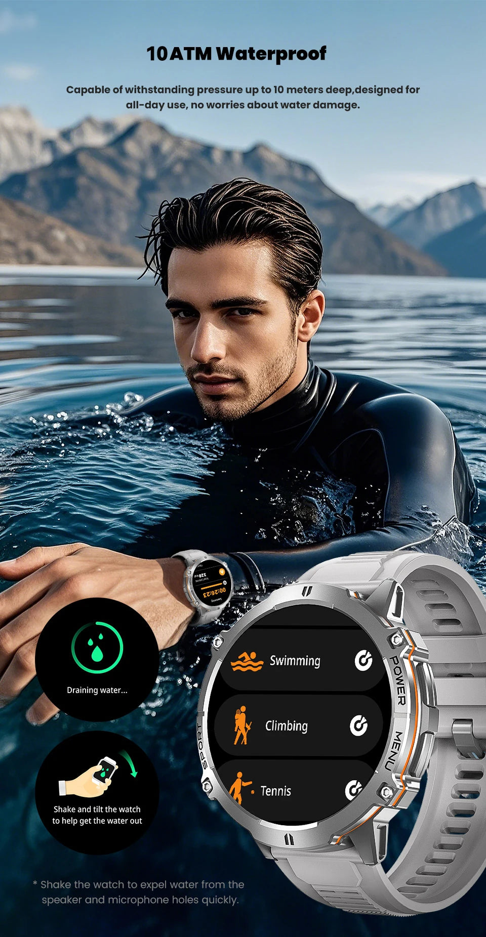 2026 New Military TANK X3 Smartwatch für Herren, 1000mAh Akku, 10ATM wasserdicht zum Schwimmen, GPS-Route, 1.75" AMOLED HD, Anrufe, Sport-Smartwatch