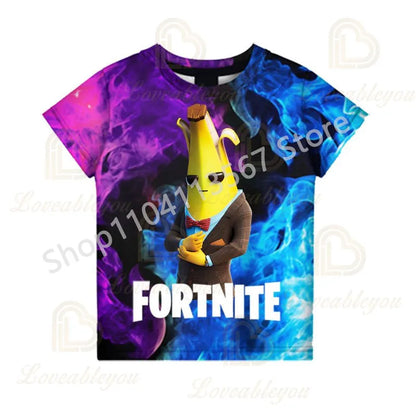 Młodzieżowa koszulka F-Fortnited inspirowana grą battle, dla dorosłych, z krótkim rękawem, letni T-shirt dla nastolatków, chłopców i dziewcząt