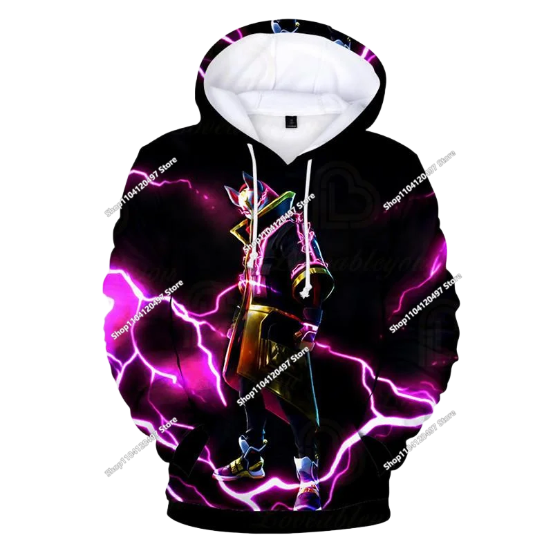 Детски аниме суитшърт с качулка Fortnite, мъжки streetwear хип-хоп спортен стил, ежедневен свободен суитшърт за навън, модерен дизайн