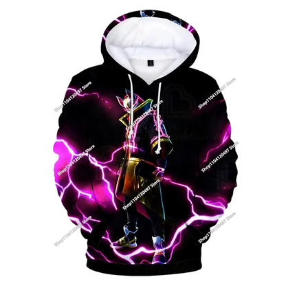 Детски аниме суитшърт с качулка Fortnite, мъжки streetwear хип-хоп спортен стил, ежедневен свободен суитшърт за навън, модерен дизайн