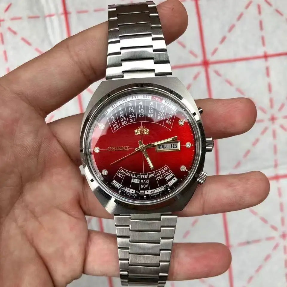 118A Store Orient automatic mechanical unisex watch with large rotating dial, fully functional stainless steel Japanese movement