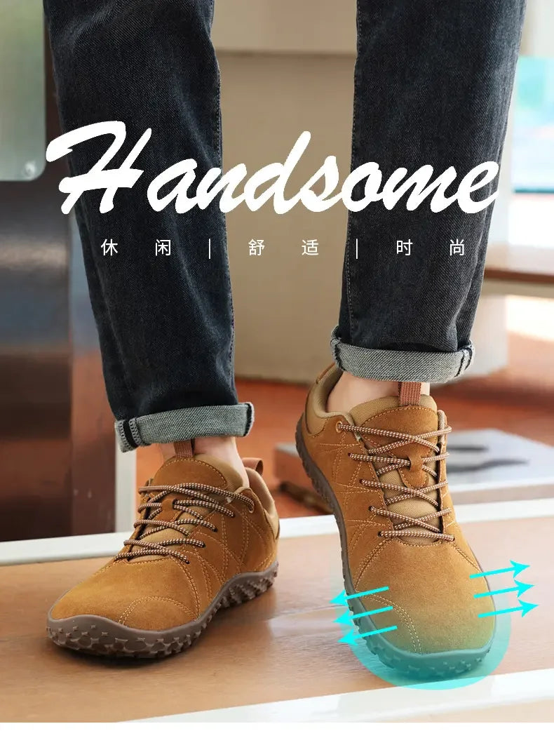 Suede Leather Shoes PU Fabric Wide Toe Shoe Anti-slip Hiking Shoe Workwear Men's Sports Shoes Women's Outdoor Walking Shoes