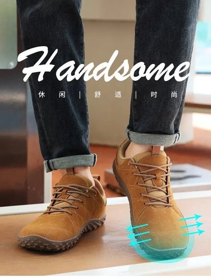 Suede Leather Shoes PU Fabric Wide Toe Shoe Anti-slip Hiking Shoe Workwear Men's Sports Shoes Women's Outdoor Walking Shoes