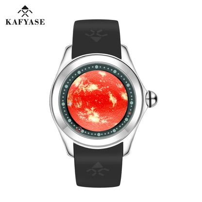 KAFYASE Fashion Earth Bubble Rubber Automatic Watches Luxury Men 46mm Mechanical Wristwatches Art Eye Ball Dial Classic Watch