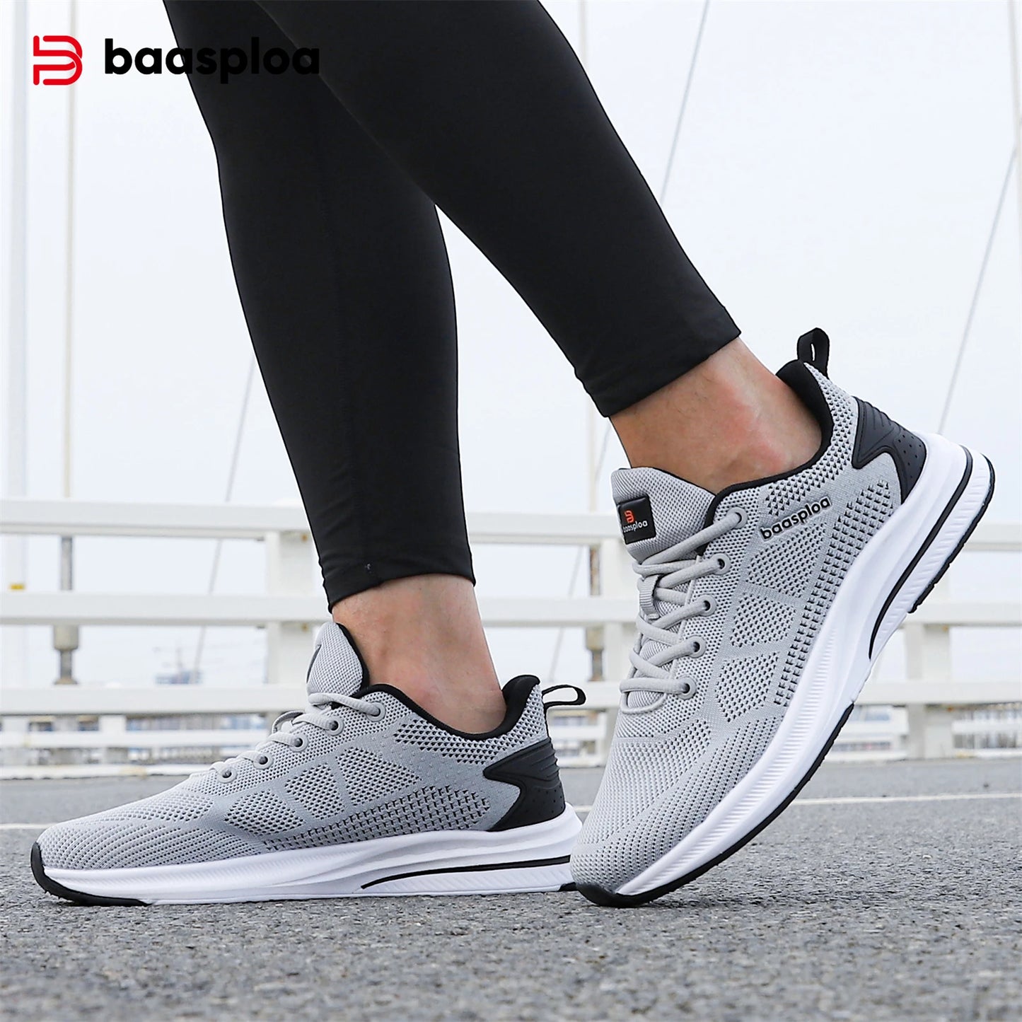 Baasploa Men's Running Shoes Brand, Male Designer Mesh Casual Sneakers, Lightweight Lace-Up New Male Outdoor Sports Tennis Shoes