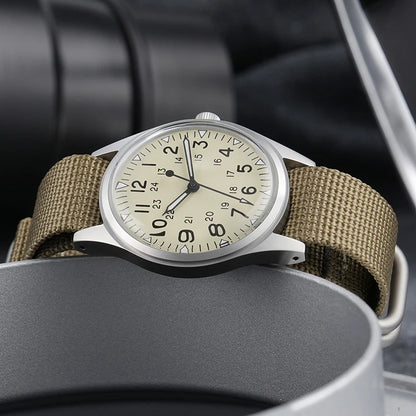 Militado ML07 Quartz Watch VH31 Sweep Movement Domed Sapphire Crystal Luminous 10Bar Waterproof 36mm Vintage Mens Watches