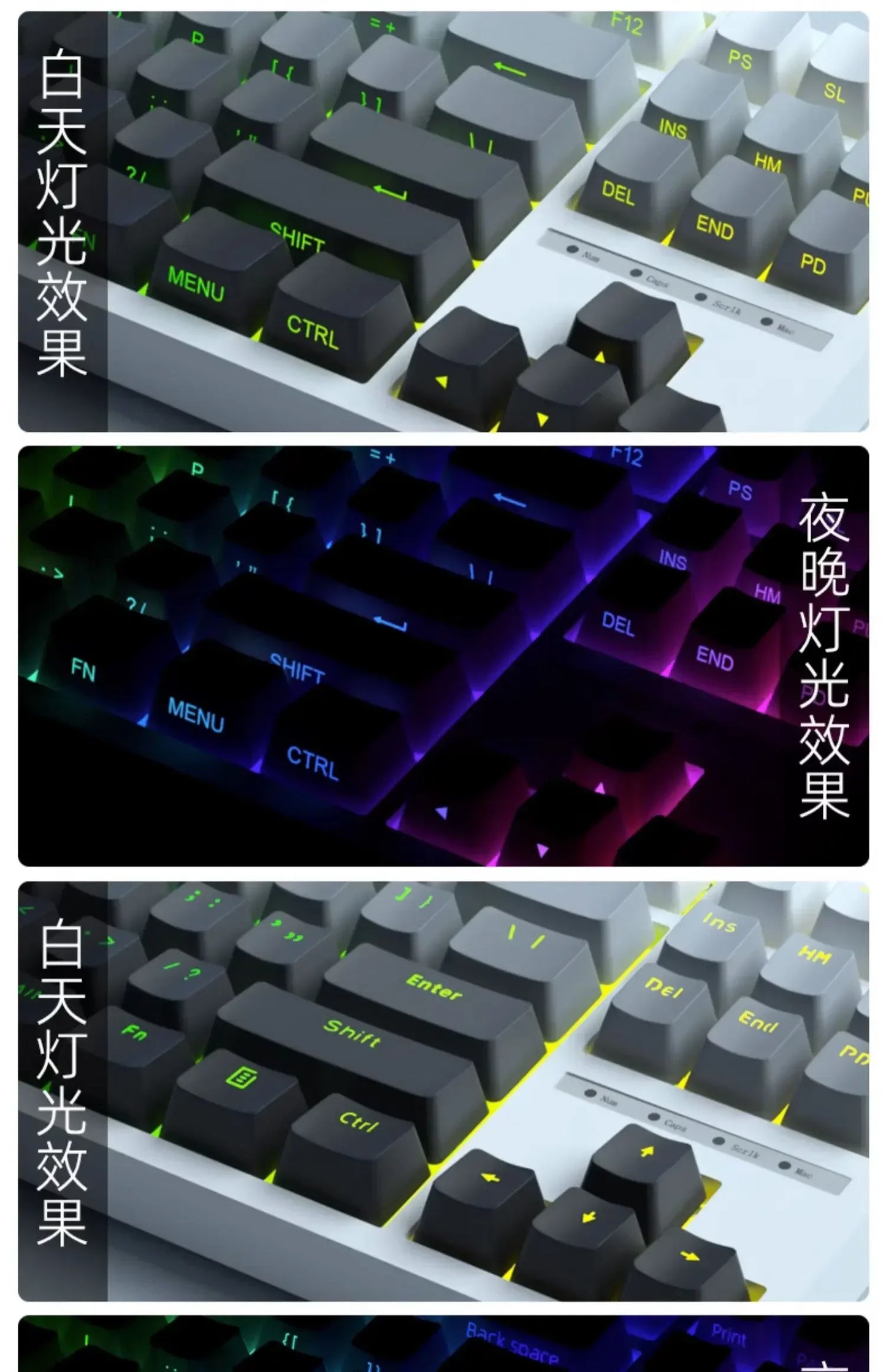 2025 New Original Daylight Cherry Keycaps PBT Translucent Gradient Color Side Engraving Personalized for MX Mechanical Keyboards