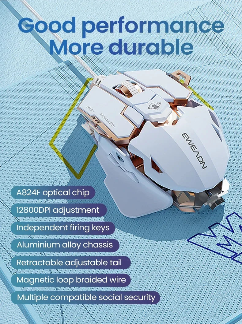 G5 Mechanical E-sports Wired Mouse RGB 9 Button Macro Programming Gaming Mute Mouse 12800 DPI For Desktop Computer Laptop