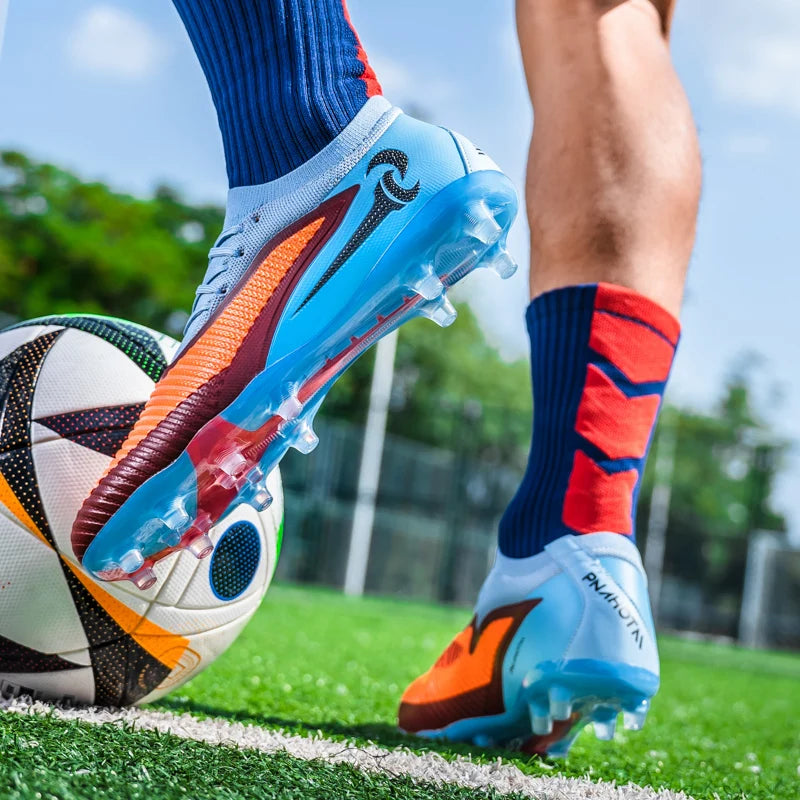 New Men Football Boots Outdoor Sport Boys Long Spikes Non Slip Breathable Match Training Cleats Soccer Shoes Adult Comfortable