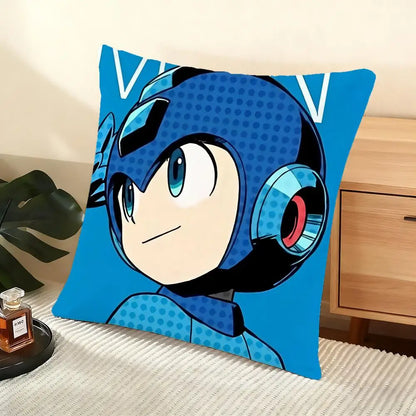 Game R-Rockman Megamans Cushion Cover Soft Short Plush Pillow Cover Smooth Cozy Texture Aesthetic Cushion Case Home Decor
