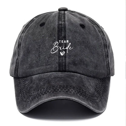 Washed Cotton Baseball Cap Adjustable Distressed Trucker Hat for Women Team Bride Party Caps Customize Bridal Wedding Vintage