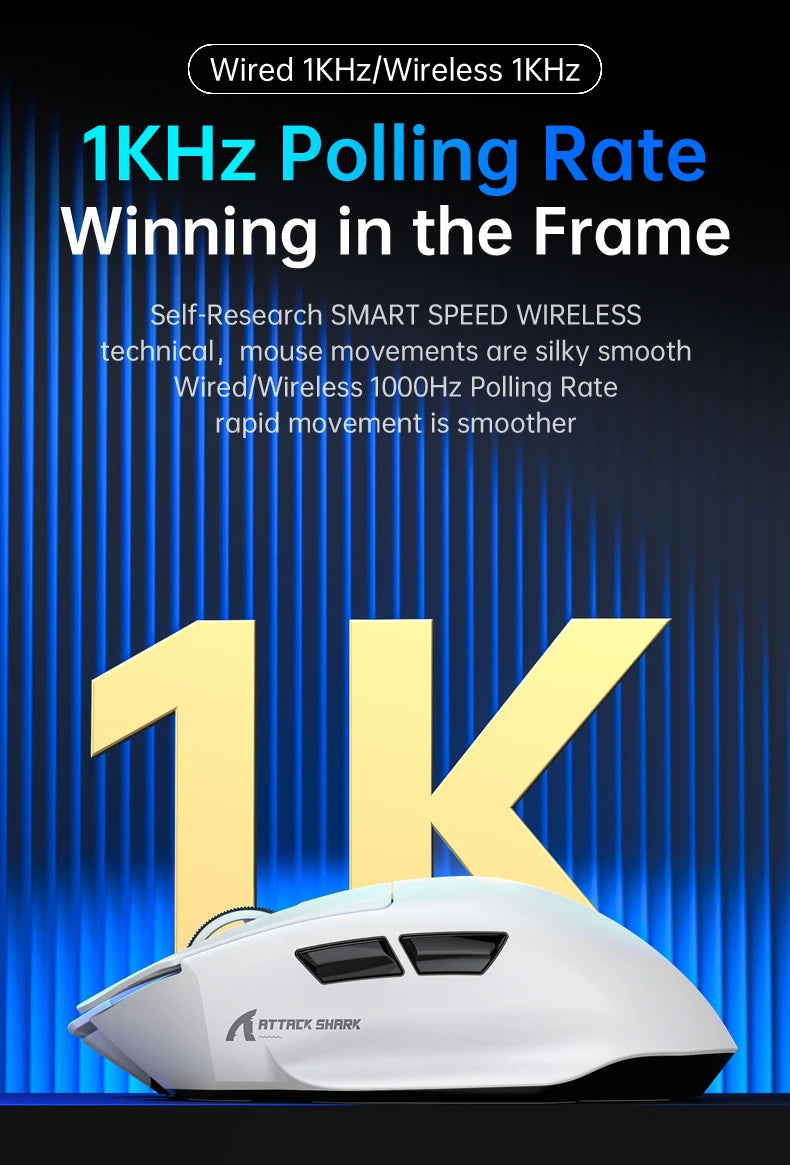 ATTACK SHARK V6 Wireless Gaming Superlight Mouse with RGB Magnetic Charging Dock, PAW3311 Sensor, Macro Gaming Mouse