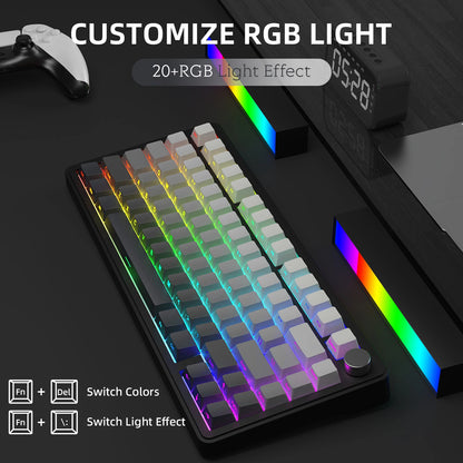 Teclado mecânico ATTACK SHARK X85 Tri-mode Gasket 75% com botão CNC, acolchoamento de 5 camadas, hot-swappable, retroiluminação RGB, NKRO