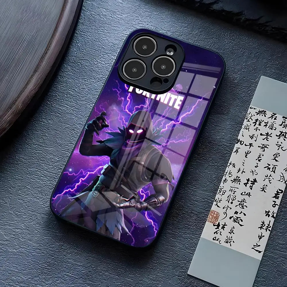 B-Battle-R-Royales-F-FortniteS Handyhülle für iPhone 17 Pro Max 15 Pro 14 12 11 13 Mini X XR XS 16 Plus SE Glas-Cover
