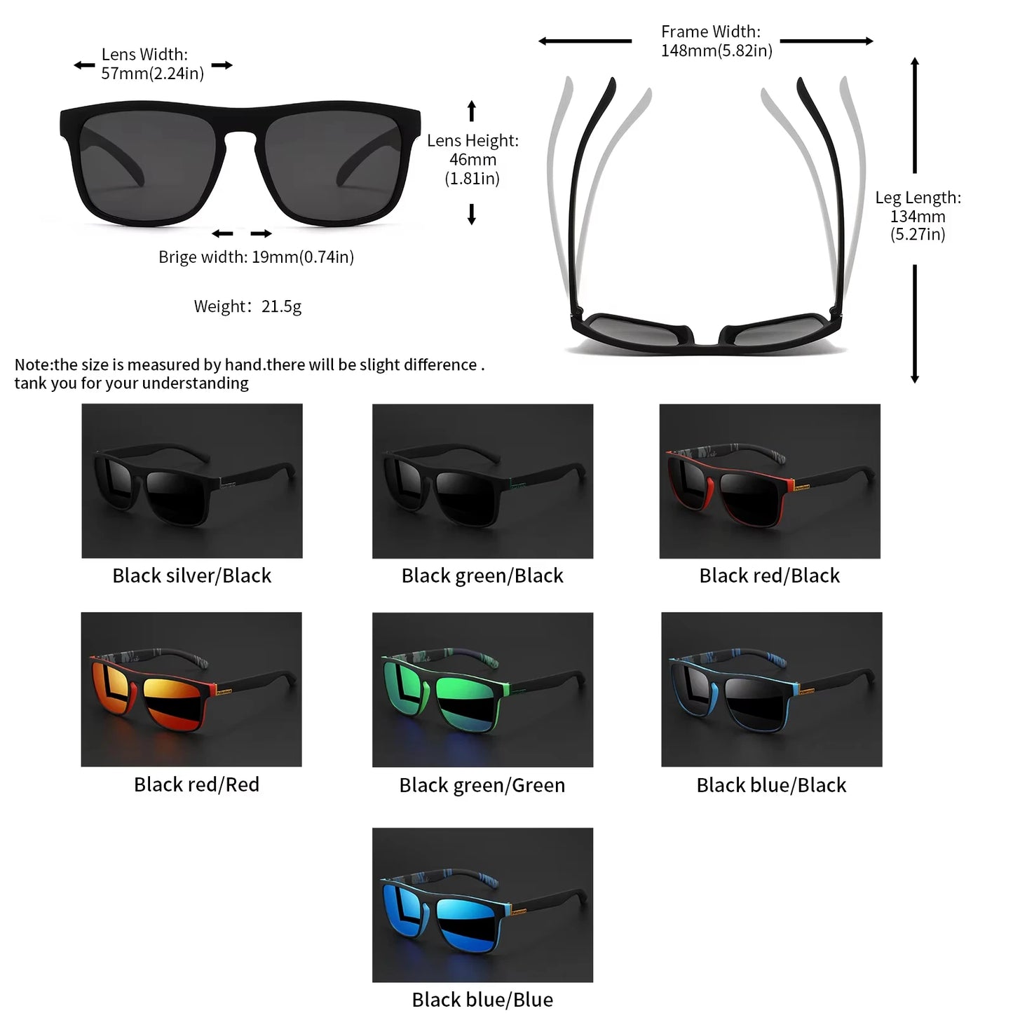 1-4PCS Men Classical Square Polarized Sports Sunglasses Lightweight PC Frame UV400 for Driving Fishing Cycling Unisex Durability