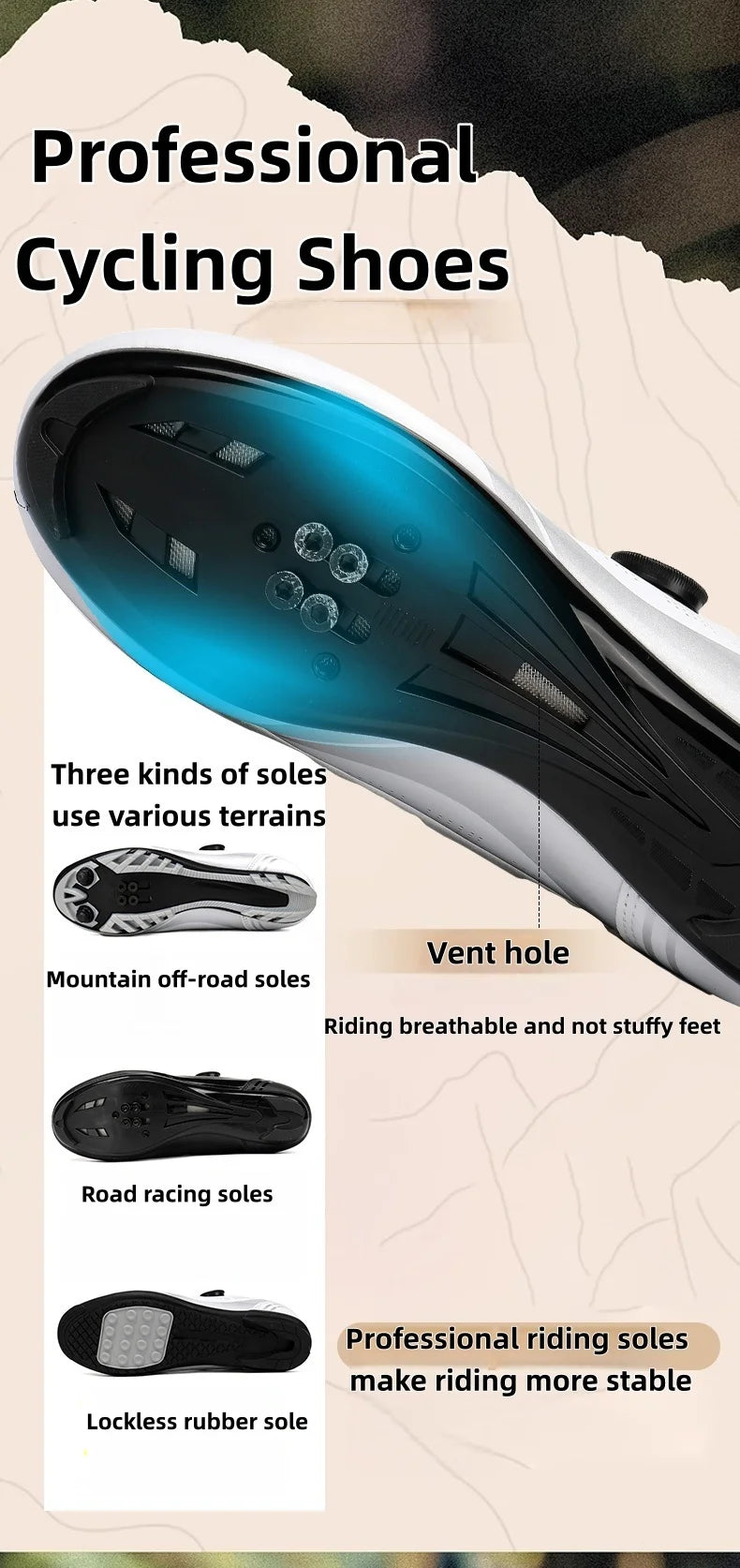 Herren-Mountainbike-Schuhe MTB, atmungsaktiv, rutschfest, hohe Härte, geeignet für Outdoor-Straßenrennen und Mountain-Offroad-Fahrten 37-46