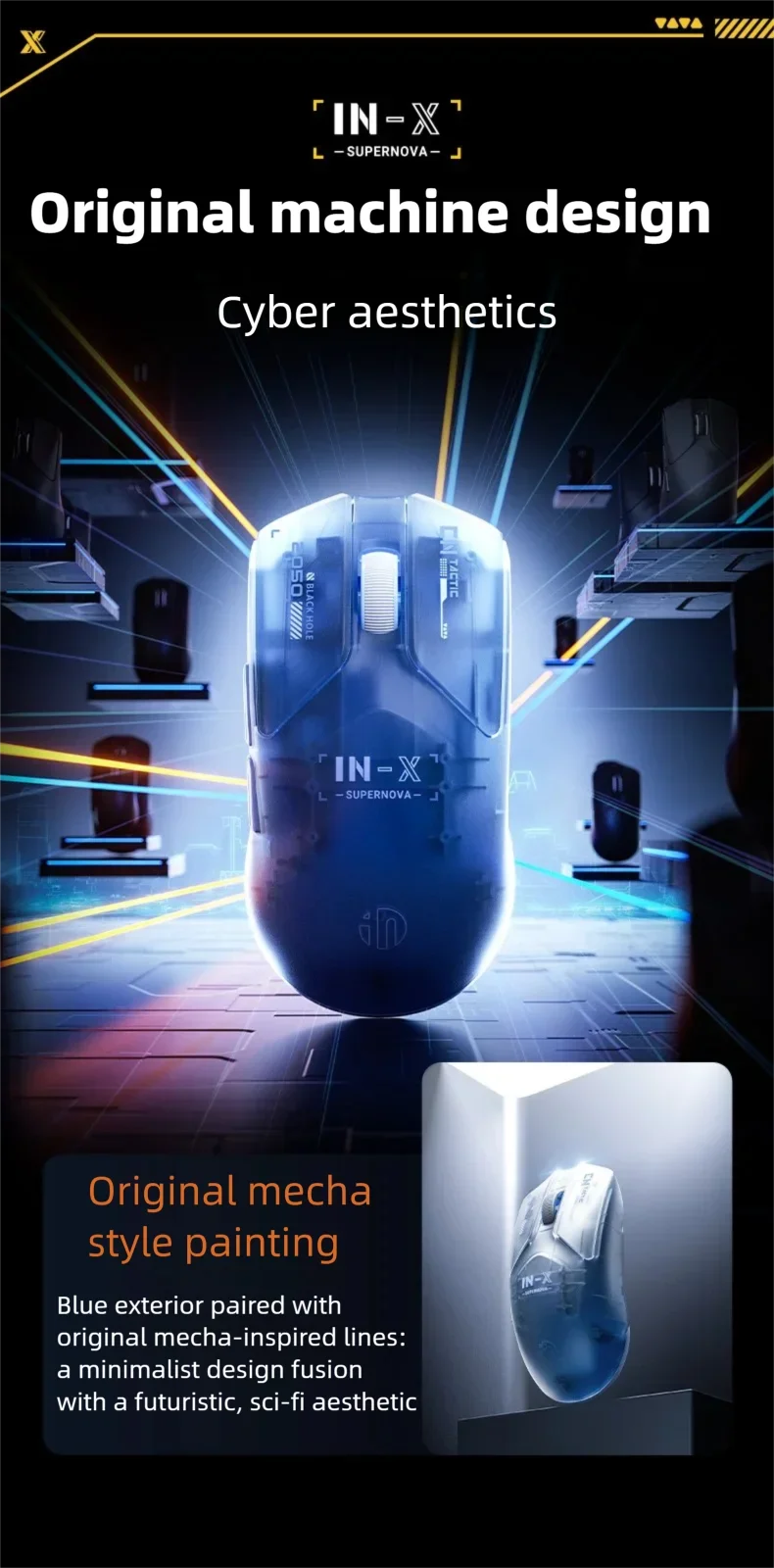 INPHIC INX SE Lightweight Wireless Gaming Mouse 12800DPI Flagship Touch 1000HZ Wireless Mouse Suitable for Desktop Laptops