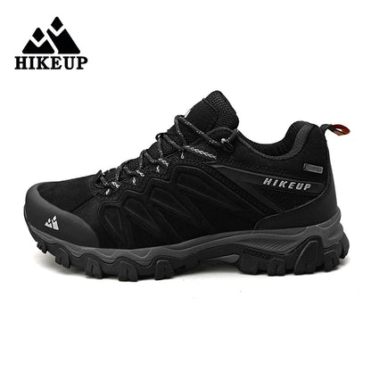 HIKEUP High-Quality Leather Hiking Shoes, Durable Outdoor Sport Men Trekking Leather Shoes, Lace-Up Climbing Hunting Sneakers