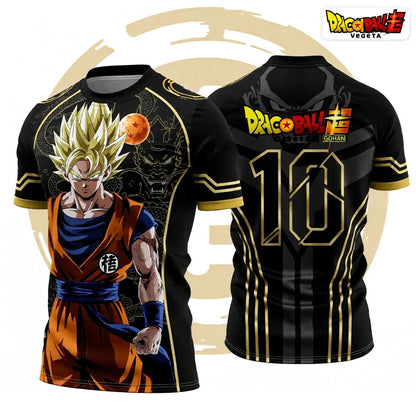 2026 Summer Dragon Ball Retro Fitness T-shirt Men's Oversized 3D Printed Short-sleeved Family Unisex Children's Sports Shirt