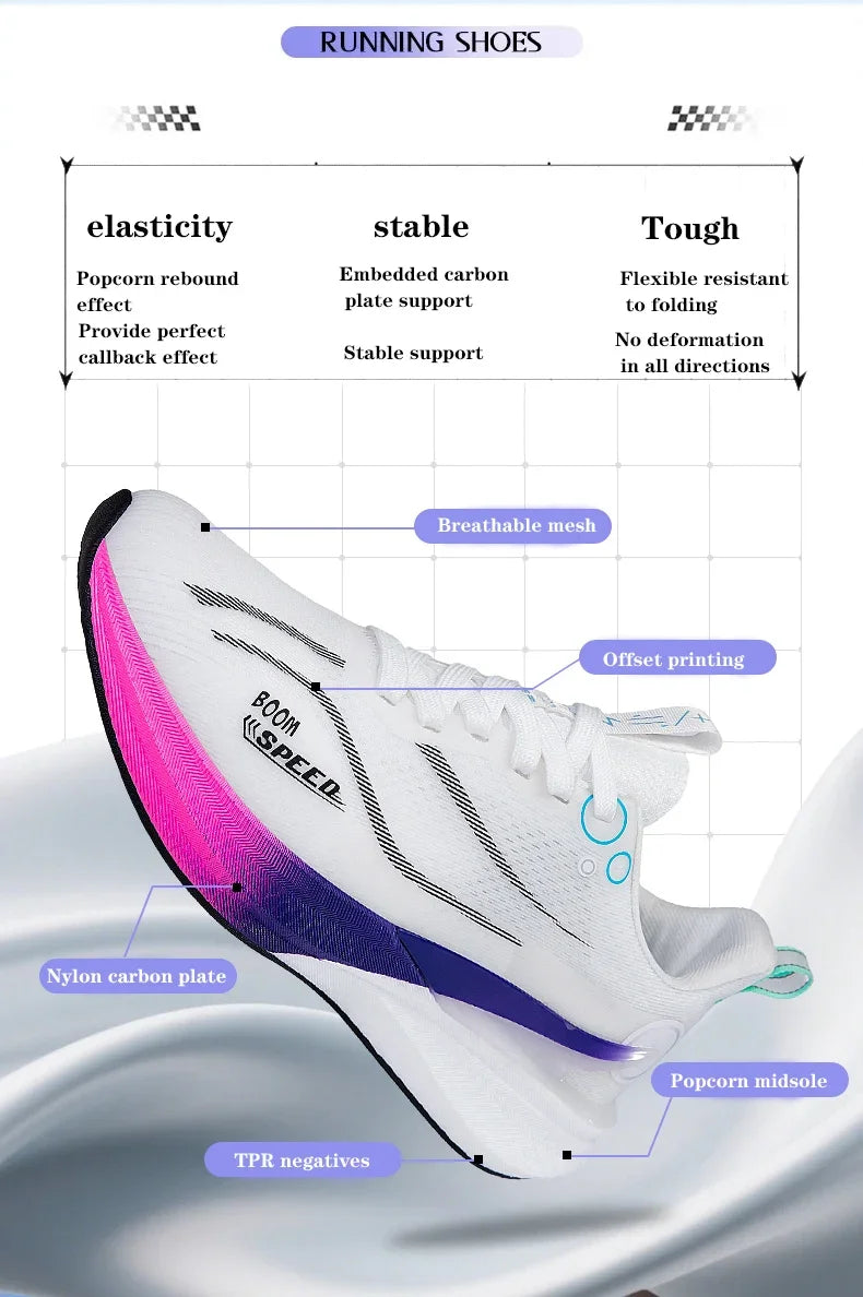 Men's Carbon Board Running Shoes Marathon Long-Distance Running Sports Shoes Support Stable Casual Women's Breathable Running Shoes