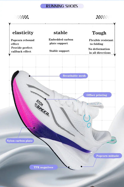 Men's Carbon Board Running Shoes Marathon Long-Distance Running Sports Shoes Support Stable Casual Women's Breathable Running Shoes