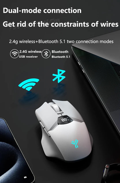 Warvank SX01 kabellose Gaming-Maus mit Smart-Screen-Display, 6-stufiger DPI-Einstellung, 600mAh Akku, leise Bluetooth-Maus fürs Büro