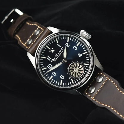 Hruodland 2025 New Men's Mechanical Watch Seagull ST3620 Retro Pilot 43MM BGW-9 Luminous Sapphire Crystal Turbine Watch