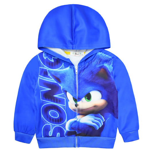 Unisex Child Sonic the Hedgehog Costume Hoodie Hooded Sweatshirt Blue Top for Halloween Cosplay Party Costumes