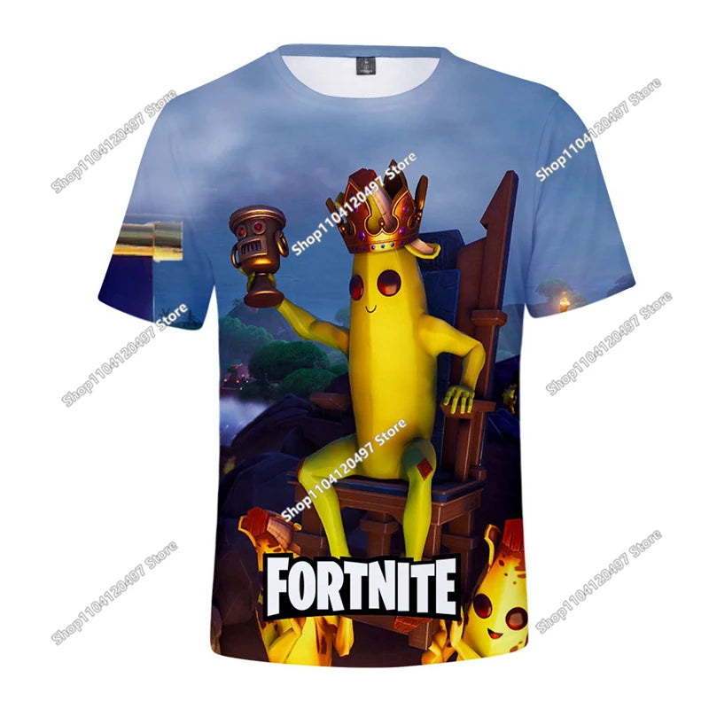 T-shirt 3D natalizia Fortnite, maglietta Battle Royale streetwear per bambini, Victory Game, uomo e donna, T-shirt Harajuku per adolescenti