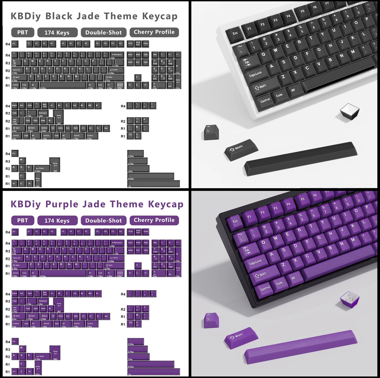 KBDiy GMK Illusion Tastenkappen Cherry-Profil Double-Shot PBT ISO-Tastenkappen für Gamer Mechanisches Tastatur-Kit Gaming Point Retro-Tastenkappe