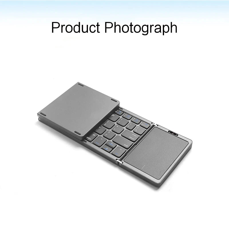 Mini Folding Wireless Bluetooth Keyboard Russian Spanish Arabic Hebrew Portuguese with Touchpad for Windows, Android, IOS