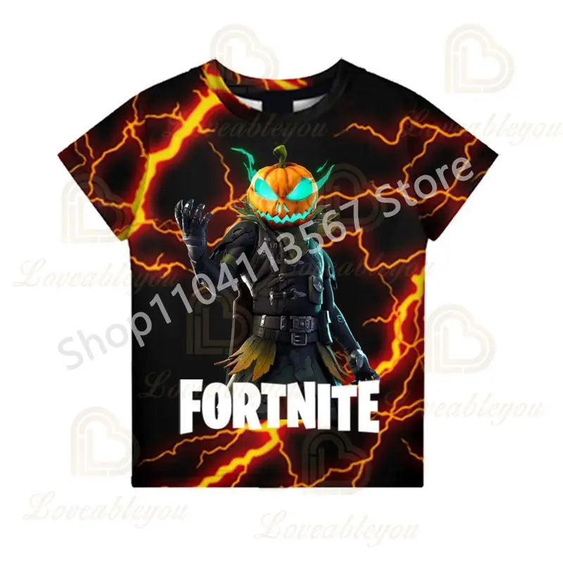 Kinder 100-160cm Hot Sale F-Fortnited Sommer-T-Shirt für Jungen und Kleinkinder, lustige Gaming-T-Shirts, modisches Geburtstagsgeschenk für Mädchen und Jungen