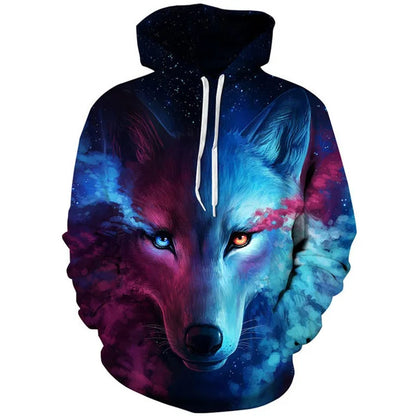 2023 Herren-Oversize-Hoodie mit 3D-Wolf- und Tiermotiv, wilder Krieger, modisches Sweatshirt, locker sitzender Streetwear-Trainingsanzug für Fitness