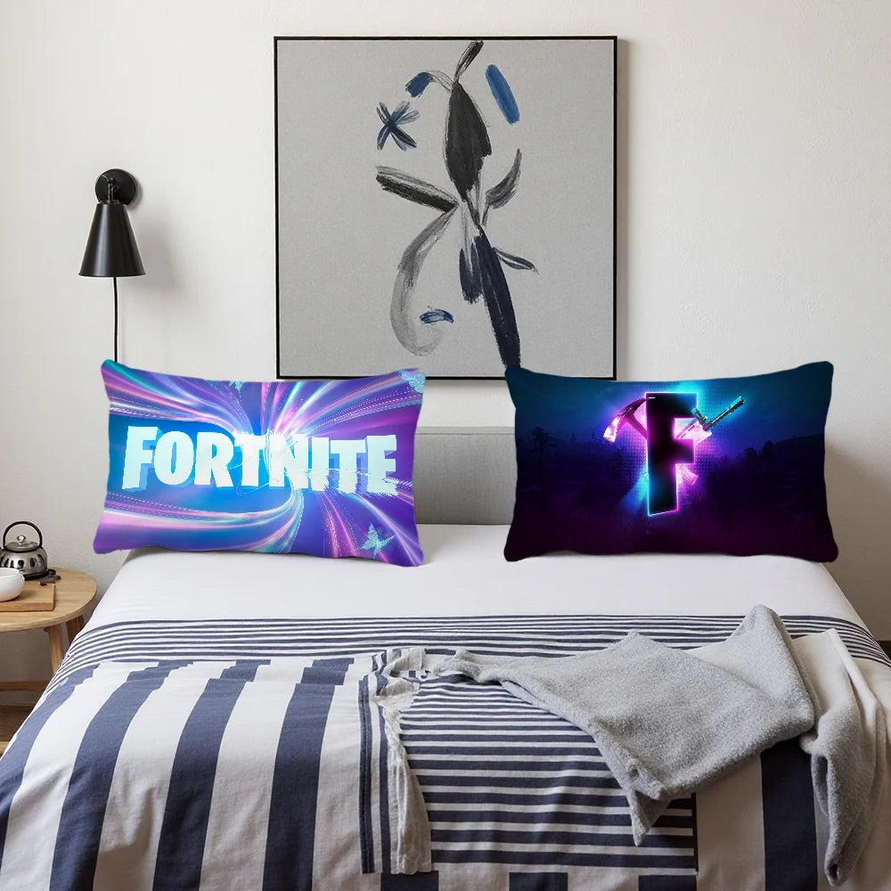 F-FORTNITE Game Logo Cushion Cover Rectangle Pillow Case Printing Bedside Sofa Room Home Decoration Pillowcase