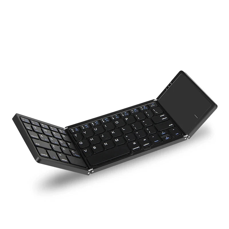 Mini Folding Wireless Bluetooth Keyboard Russian Spanish Arabic Hebrew Portuguese with Touchpad for Windows, Android, IOS