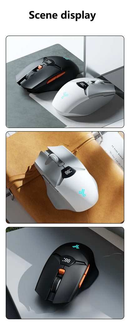 Warvank SX01 kabellose Gaming-Maus mit Smart-Screen-Display, 6-stufiger DPI-Einstellung, 600mAh Akku, leise Bluetooth-Maus fürs Büro
